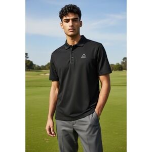 Reebok Mens Performance Polo Shirt Black Short Sleeve Golf Activewear Size L